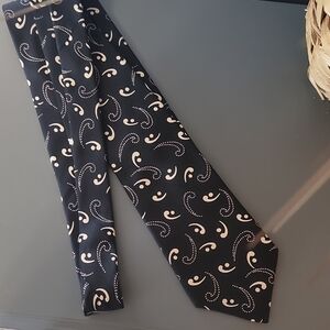 BROWNSTONE Vintage Paisley Black & Ivory Silk Men's Tie
